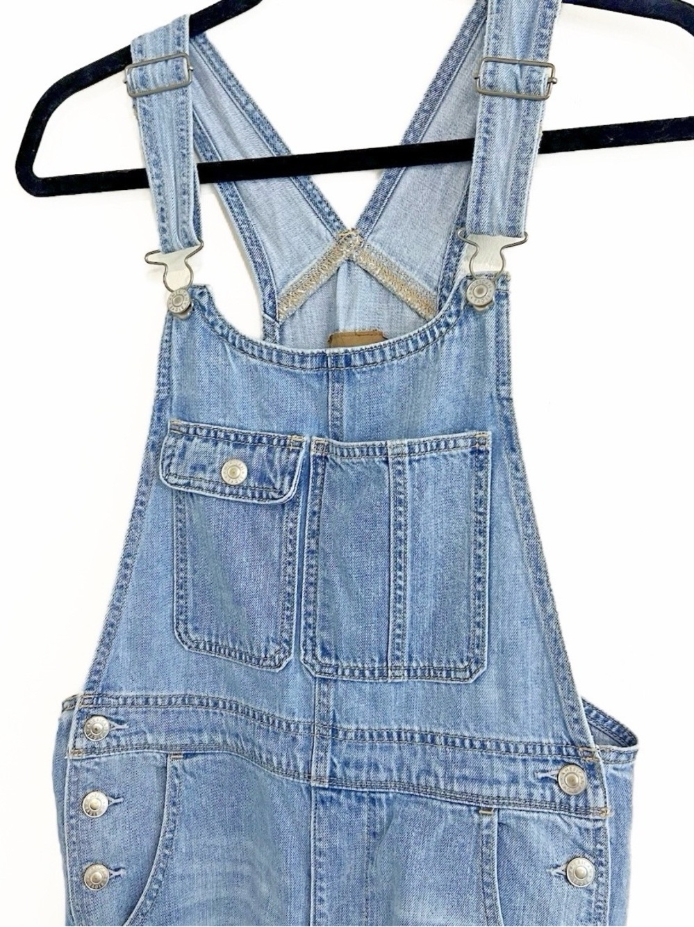 American Eagle 90s Boyfriend Denim Y2K Overalls Utility Raw Hem Size XS Classic - Picture 2 of 7